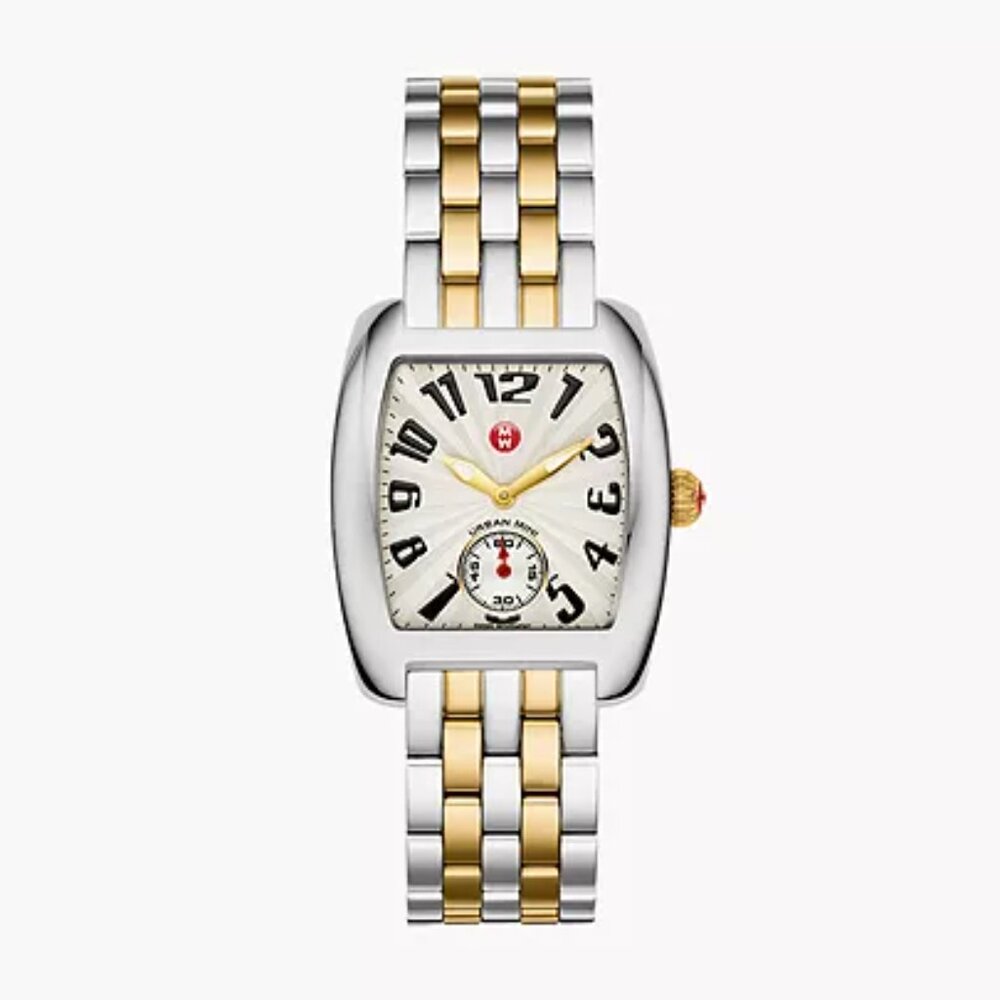 NWT Michele Urban Mini Two-Tone 18K Gold Plated Watch